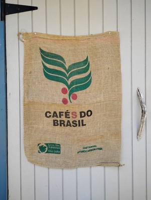 Large Decorative Brasil Jute Burlap Coffee Bag - 27  x 37 