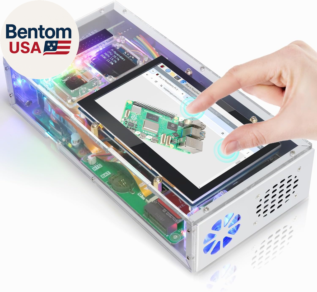 Raspberry Pi 5 Case with Screen (4.3'' Touchscreen), 128GB M.2