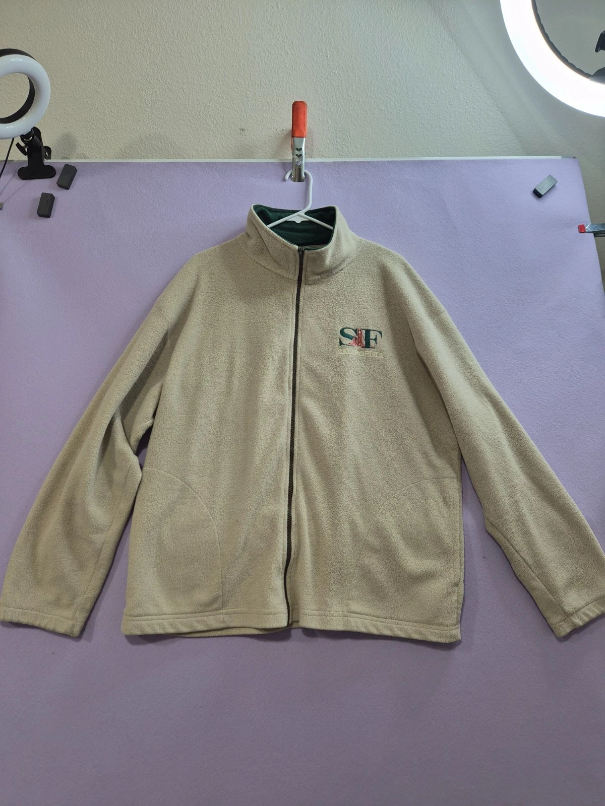 Andy's Fleece Jacket Adult Large Beige SF California Logo Winter Outdoor Hiking