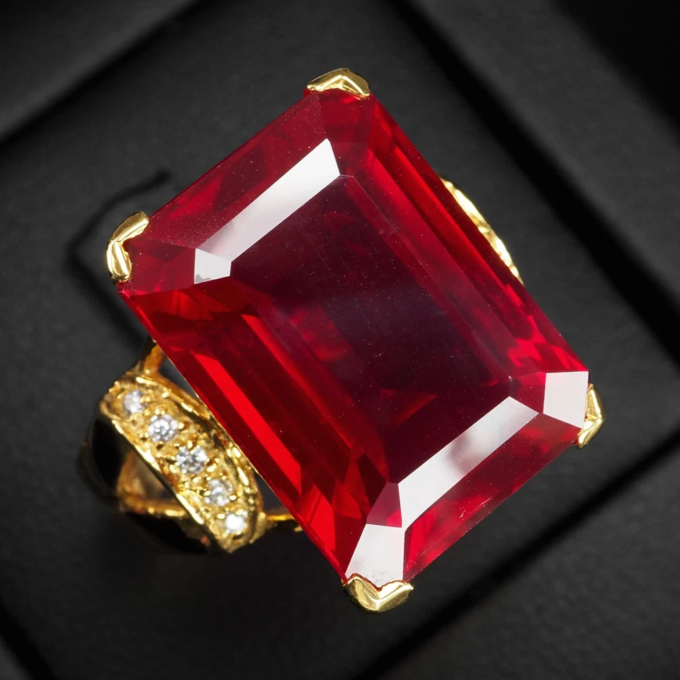 Glamorosos anillos hechos a mano de turmalina rubelita roja de 23,85 quilates de plata de ley 925 Foto 2 de 4