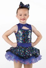 Dance Pre-Owned Costume Weissman 13475 XXL Child Blue Dress Jazz Sequin 1