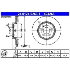 2x ATE Scheibenbremse vorne 2Q0615301H 26057528