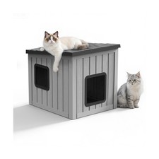 Cat House Outdoor Waterproof,Resin Cat Shelter Feral,Easy to Clean Durable Sl...