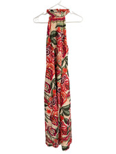 Lulus Paloma Halter Midi Dress Small Ivory Multicolor Floral Boho Split Date