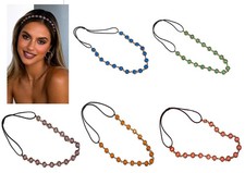 Faceted Sparkle Crystal Stretch Headband in Blue, Green Lavender, Orange  Pink