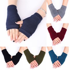 Unisex Warm Fingerless Knitted Gloves Exposed Finger Short Cashmere Gloves