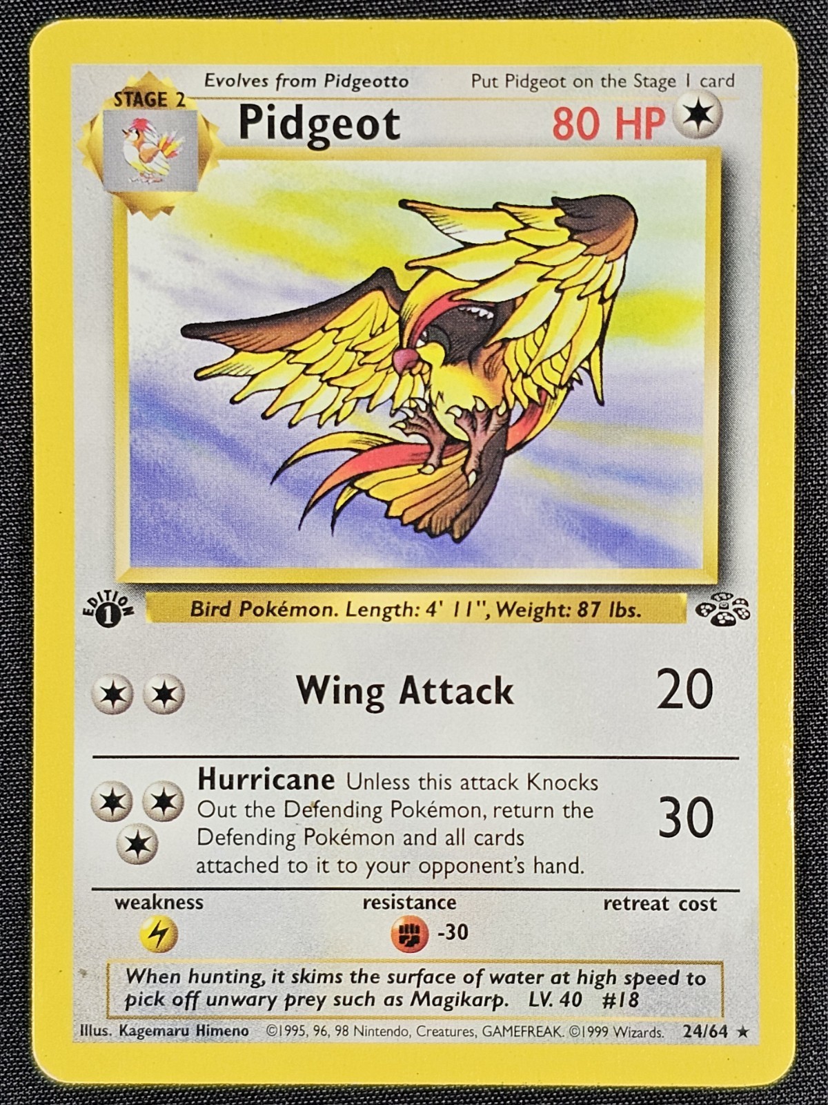 Pokemon TCG Pidgeot 24/64 Jungle 1st Edition Rare Regular English 1999