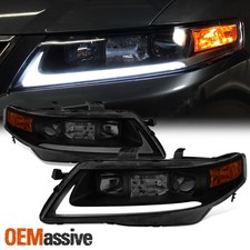 Black Smoke 2004 2005 2006 2007 2008 Acura Tsx Led Bar Projector Headlights Black Smoke 2004 2005 2006 2007 2008 Acura Tsx Led Bar Projector Headlights