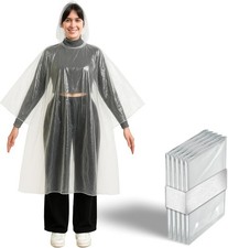 Better Office Products Disposable Clear Rain Ponchos with Hood for Adults Thick
