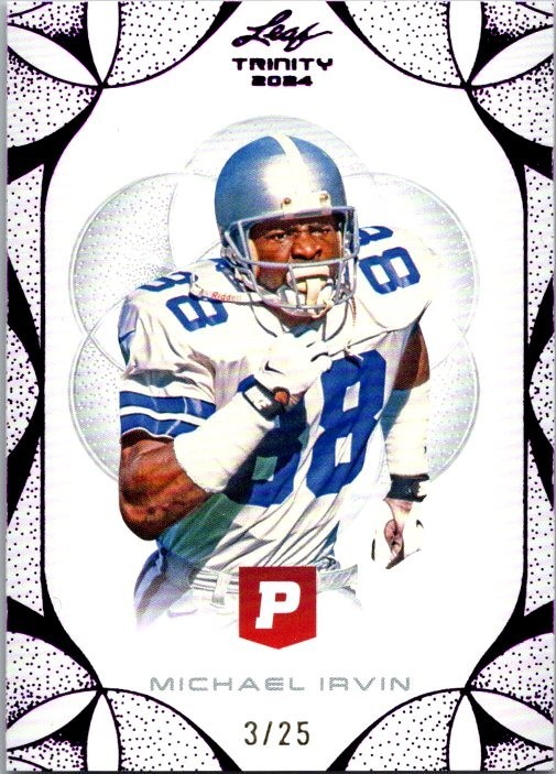 2024 Leaf Trinity Pristine Auction #73, purple foil parallel Michael Irvin /25