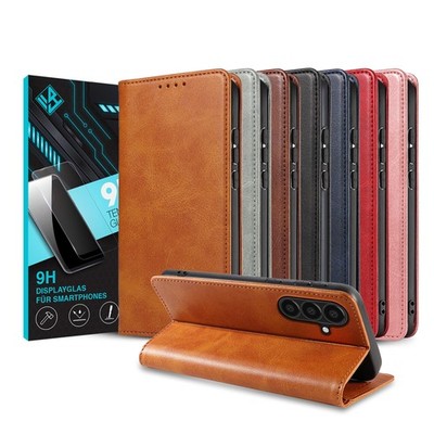 Handy Hülle für Samsung Galaxy A37 5G Handyhülle Schutz Cover Klapphülle 9H Glas