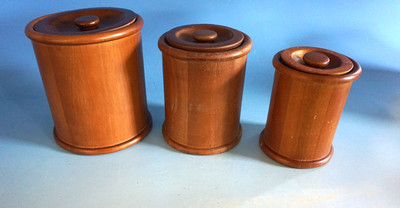 3 Vintage Vorratsdosen Teedose Deckeldosen Teak Baker Hart & Stuart (F025-1429)