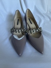 Zara Basics scarpe donna con tacco a gattino malva impreziosite taglia 38 (UK)