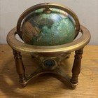 Gemstone And Blue Lapis Gold Tone Table Globe With Compass And Brass Base — photo 5