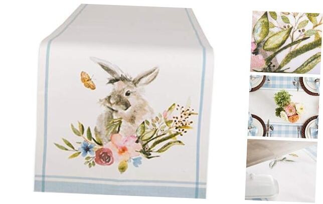 Easter Garden Bunny Table Runner 14x108 Tabletop Decor Basics Collection  