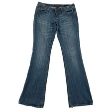 Seven7  Flare Leg Women Sz 29 Stretch Embroidered Hippie Whiskered Staple Jeans