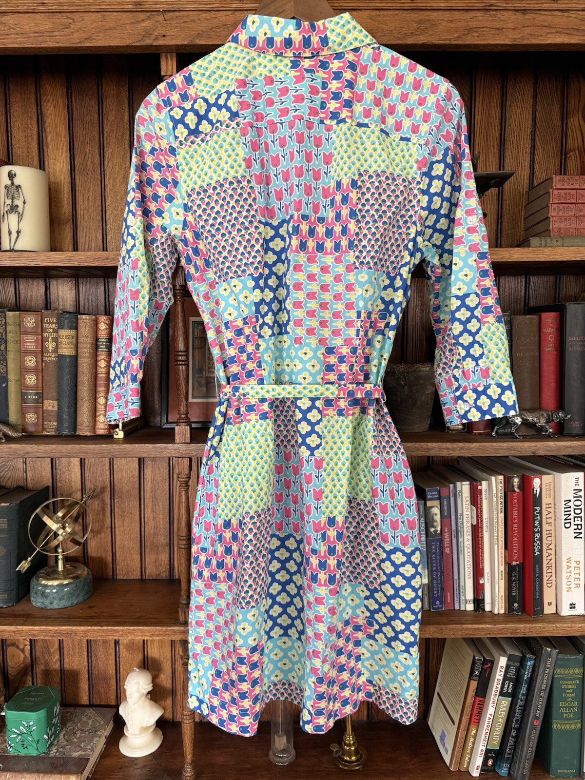 TALBOTS 12P Colorful Patchwork Belted Shirtdress … - image 7