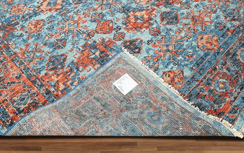 3'11"x5'5'' Blue Hand Knotted Traditional Oushak Arts & Crafts Wool Area Rug - Picture 2 of 8