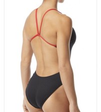 TYR Women s 32 Hexa CutOut Fit Swimsuit, Black/Red RTL 80 NWT