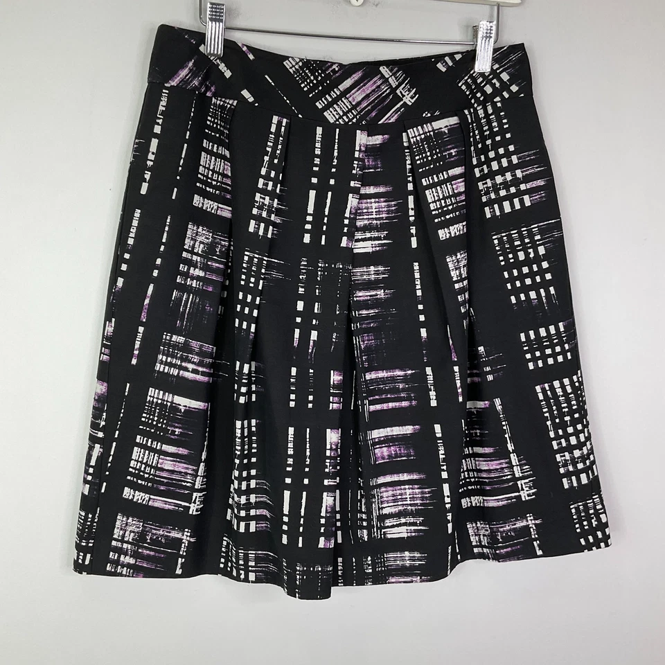 Banana Republic Skirt Womens Size 8 Black Pleated Print Lined Cotton Silk Blend - Изображение 3 из 4