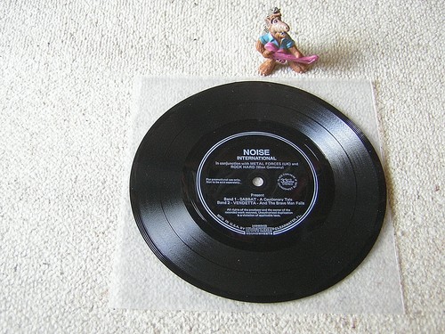 SABBAT A Cautionary Tale / VENDETTA And The Brave Man Fails 1988 7" FLEXI NOISE