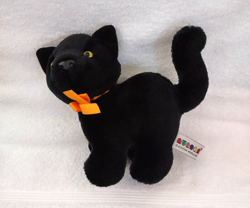 Plush Aurora Halloween Black Cat 6 3/4"
