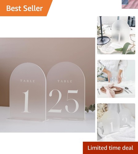 Frosted Arch Table Numbers for Wedding, 25 Pack 5x7" Frosted Arch Acrylic Tab...