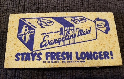 Evangeline Maid Bread vtg yellow sponge advertising USA Louisiana Lafayette 