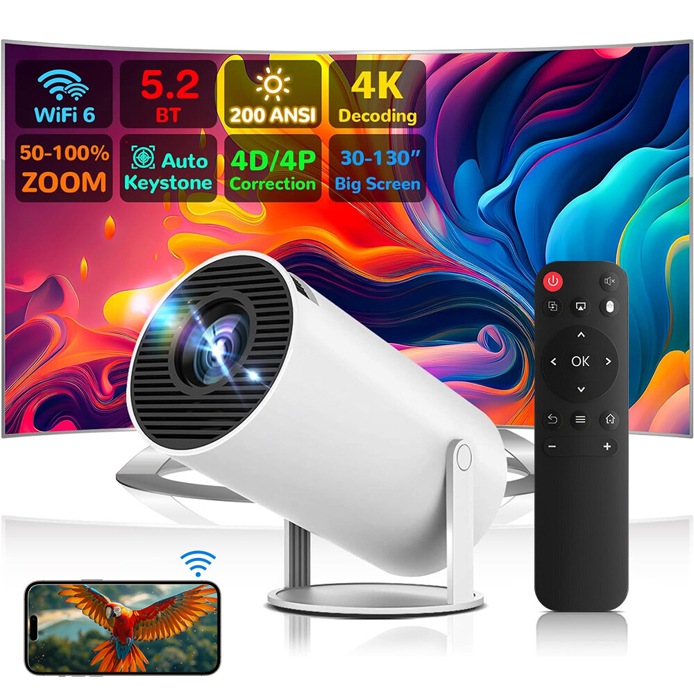 4K Mini Projector with 10000 Lumen LED, WiFi, Bluetooth & UHD for Portable Home Theater-image