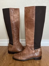 Stuart Weitzman Women’s Accumula Saddle Riding Boots Marbled Brown Size US 7