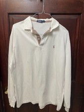 VINTAGE Mens Polo Ralph Lauren Polo Shirt White Long Sleeve Large
