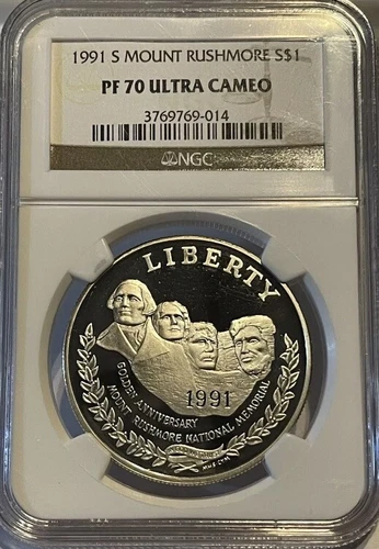 1991-S MOUNT RUSHMORE Silver Dollar NGC PF70💥FLAWLESS QUALITY💥