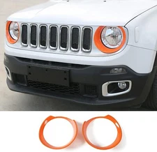 Front Headlight Lamp Cover Trim Accessories Fits 2016-2018 Jeep Renegade Orange