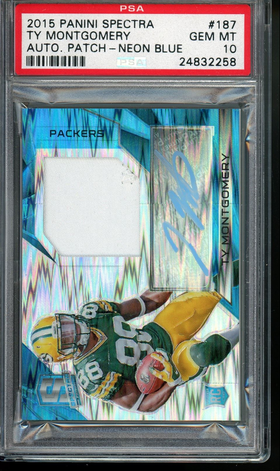 Ty Montgomery Panini Spectra #187 Autograph Patch-Neon Blue