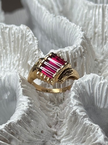 14K YELLOW GOLD RING RUBY SIZE 2.5 - Picture 7 of 15