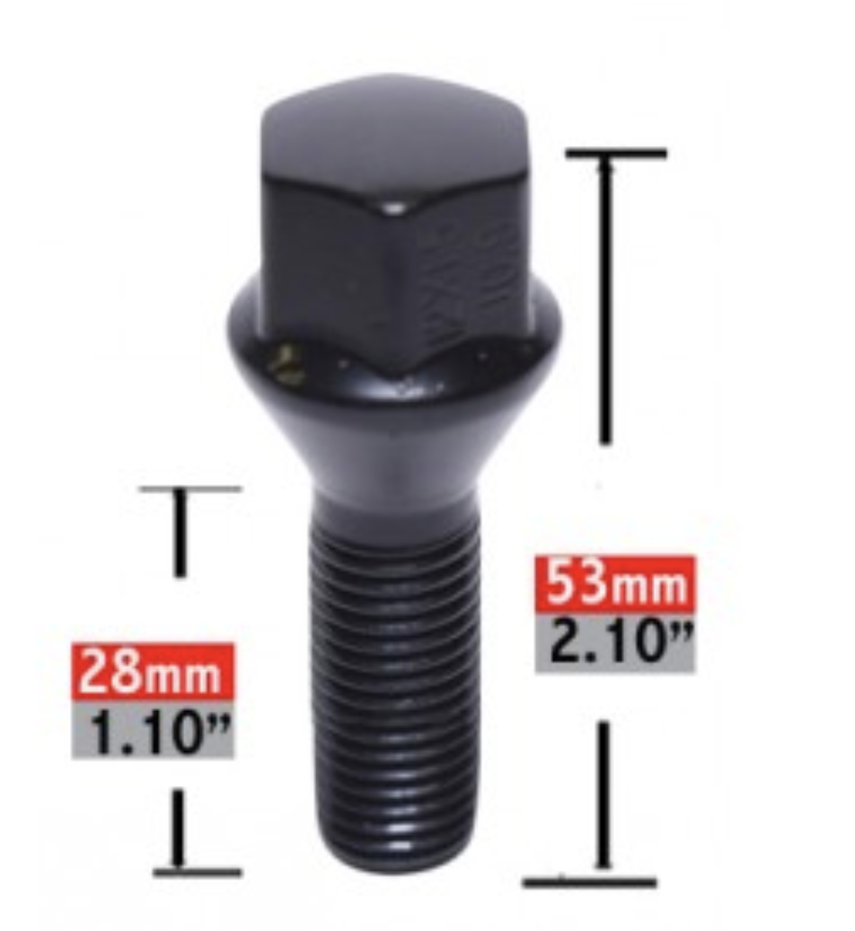20x Cone Seat 15x1.25 Lug Bolts 40mm Shank Black For 2020 Mercedes Benz