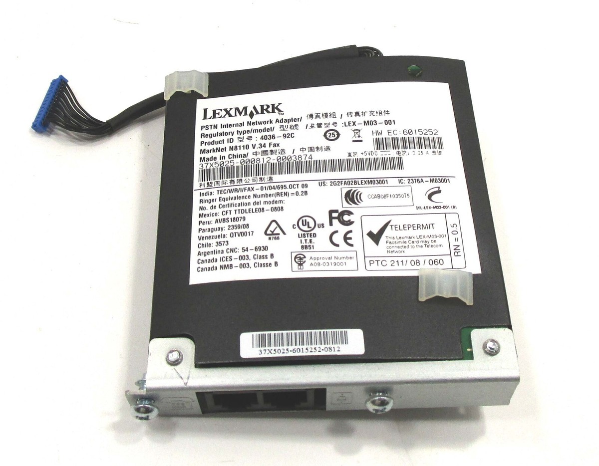 LEXMARK X656deType 7462-2A6 Printer PSTN Internal Network Adapter