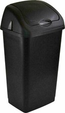 Plastic Swing Bin Black 60L Waste Rubbish Dust Home Kitchen Office Dustbins