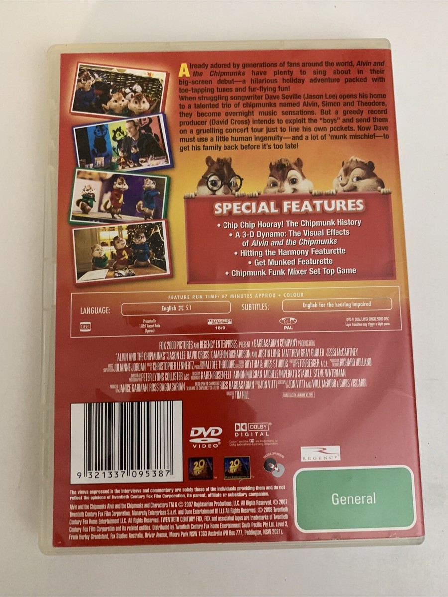 Alvin And The Chipmunks (DVD, 2007) Animated Film Region 4 | eBay