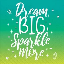 Dream Big Sparkle More Beverage Napkins 32 Count / 2 packs of 16CT | 2-Ply