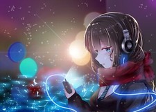 Anime girls headphones scarf shibuya rin the idolmster Playmat Game Mat Desk