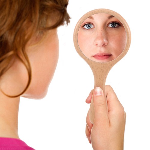 Solid Wood Handle Makeup Mirror Travel Small Handheld Decorative