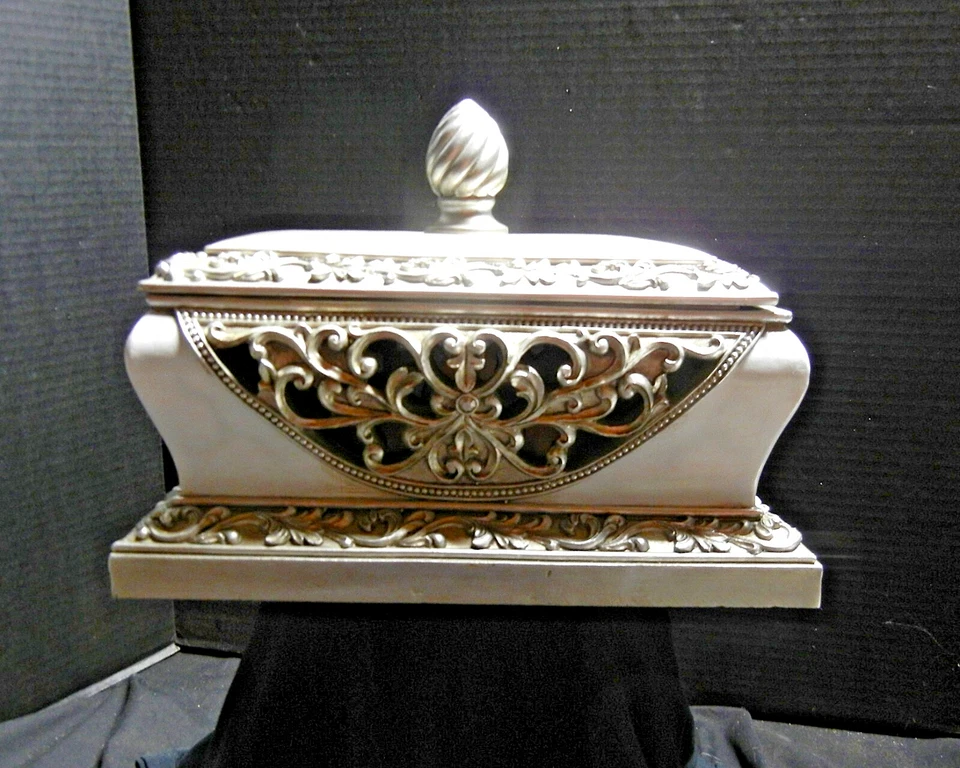 D'Lusso Кашмир большой ювелирных изделий безделушки груди коробка серебро белый новый 10 «Hx12» Lx7» W - Изображение 3 из 4