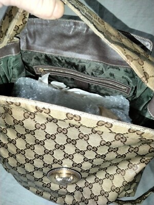 Authentic Gucci Monogram Crystal Canvas Hysteria Hobo Bag