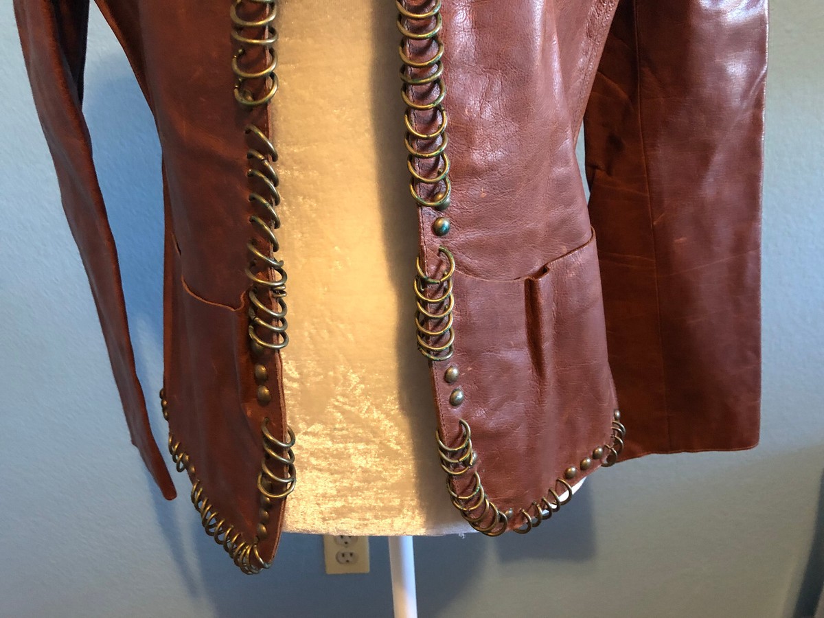 Yves Saint Laurent Tom Ford design cognac leather jacket Yves Saint Laurent Tom Ford design cognac leather jacket