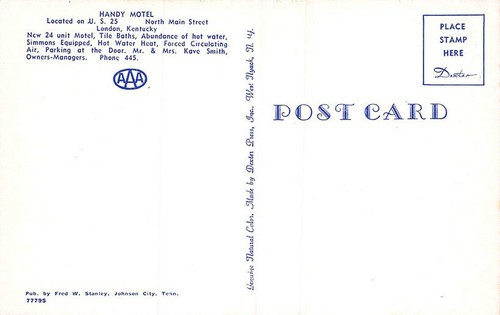 London KY Handy Motel North Main Street Postcard - Picture 2 of 2