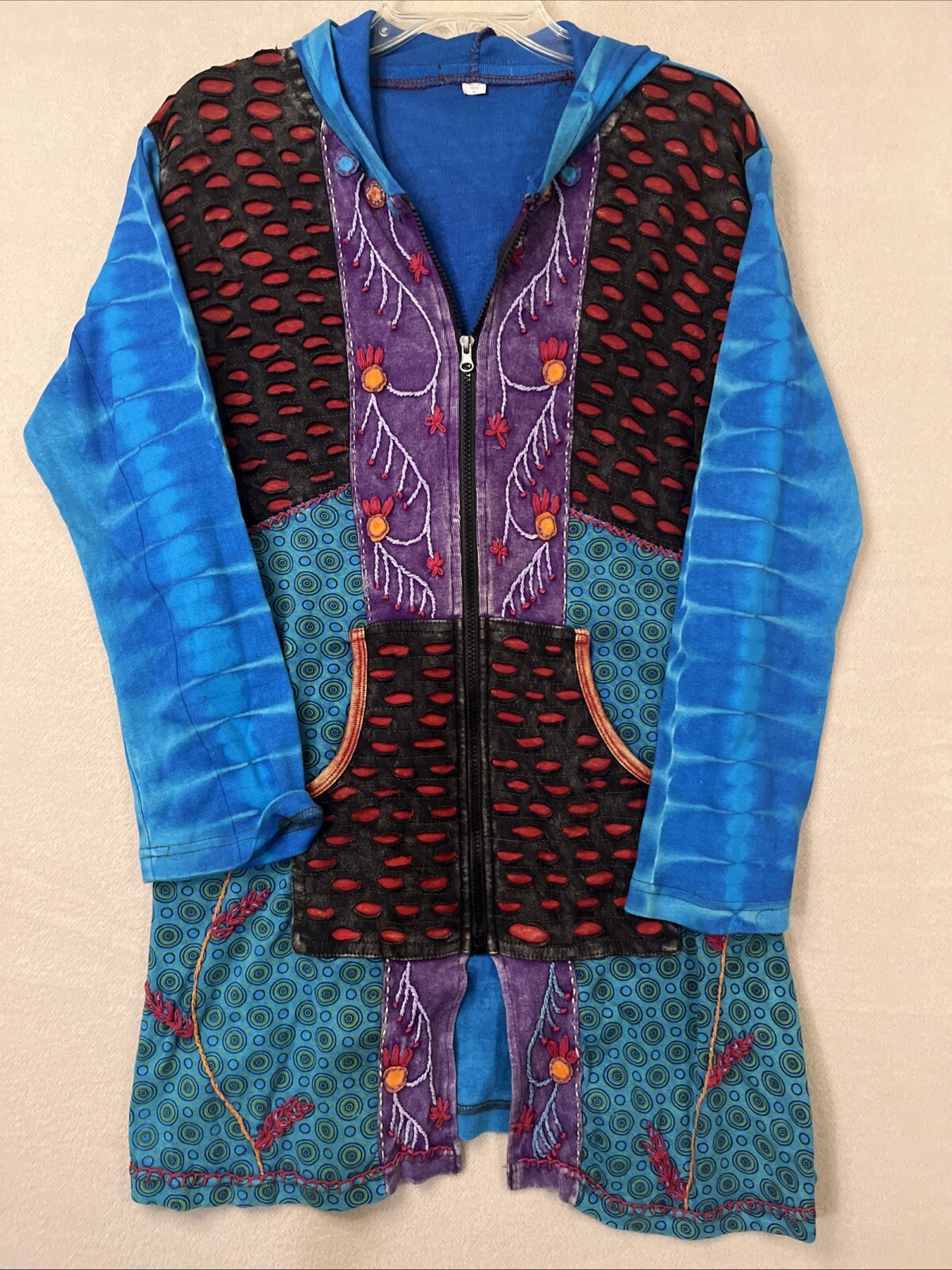 Hippy Boho Winter Cotton Patchwork Long Jacket Ho… - image 1