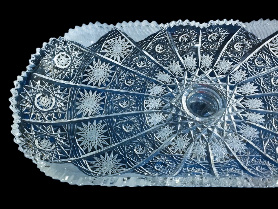 Czech bohemia crystal glass - Luxury cut tray 35cm/14" Foto 3 de 4