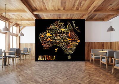 3D Austral World Map ZHUA11008 Wallpaper Wall Murals Removable Self-adhesive Ann