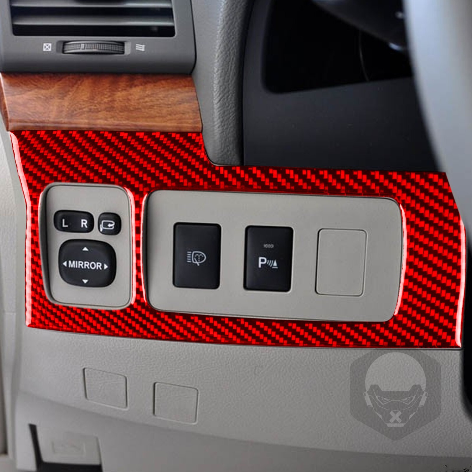 For Toyota Camry 2006-11 Red Carbon Fiber Dashboard Headlight Switch Panel Trim